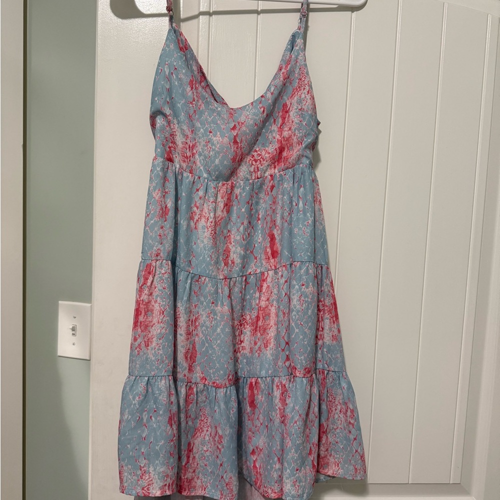 Blue and Pink Sleeveless Dress